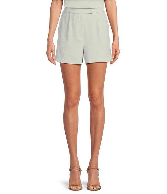 Skies Are Blue High Waisted Flat Front Recycled Tailored Shorts Product Image