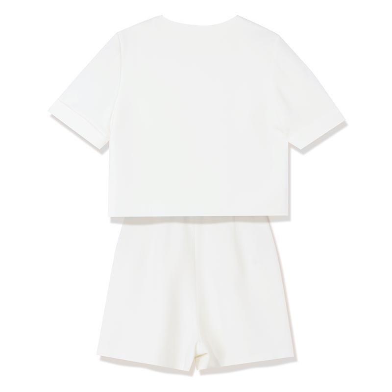 White Acetate Blazer And Shorts Two-Piece Suit Product Image