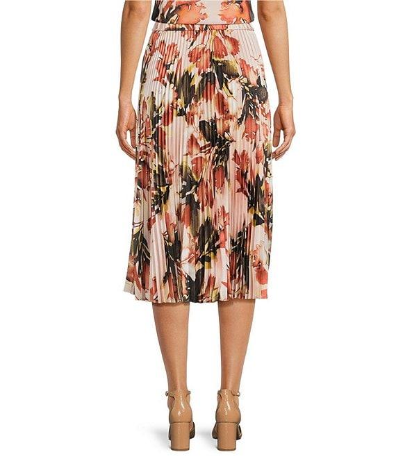 Calvin Klein Coordinating Printed Pleated Pull-On Midi Skirt Product Image