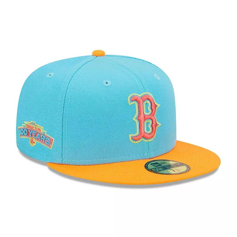 Men's New Era Blue/Orange Boston Red Sox Vice Highlighter 59FIFTY Fitted Hat, Size: 7 3/8 Product Image