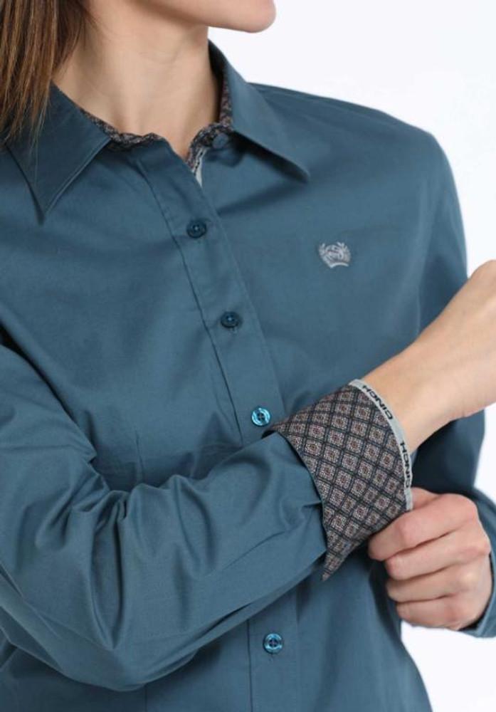 SALE Cinch® Ladies' L/S Solid Teal Stretch Button Shirt Product Image