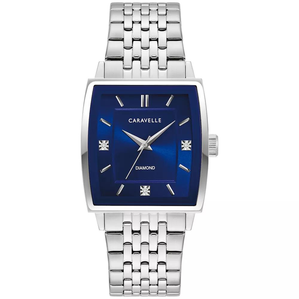 Caravelle by Bulova Mens Modern Stainless Steel Diamond Accent Blue Dial Watch - 43D108 Product Image