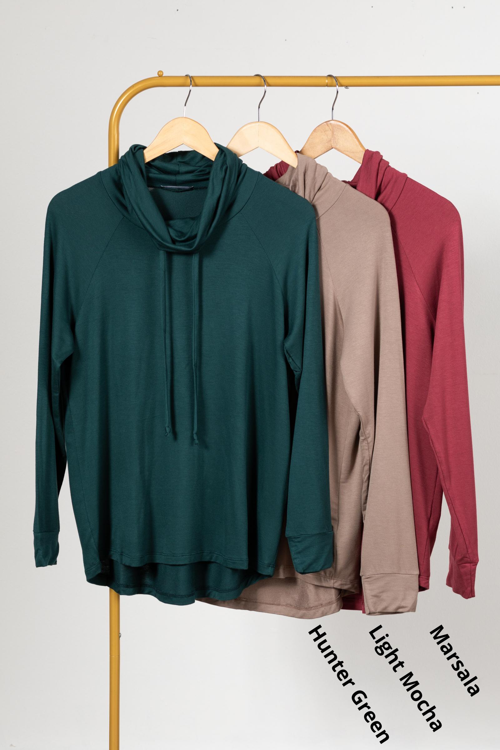 Drawstring Cowl Neck Knit Top Product Image