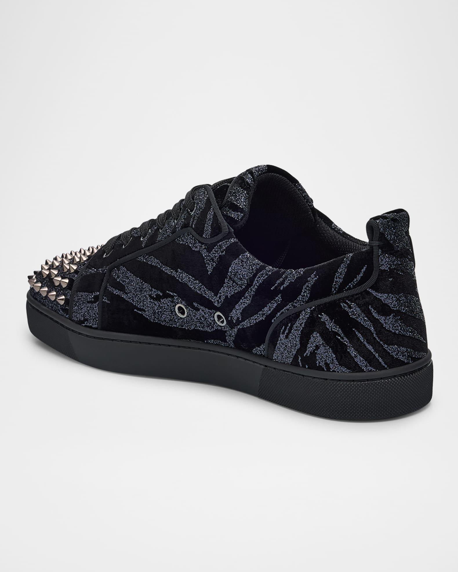 Men's Louis Junior Spikes Zebra-Effect Velvet Sneakers Product Image