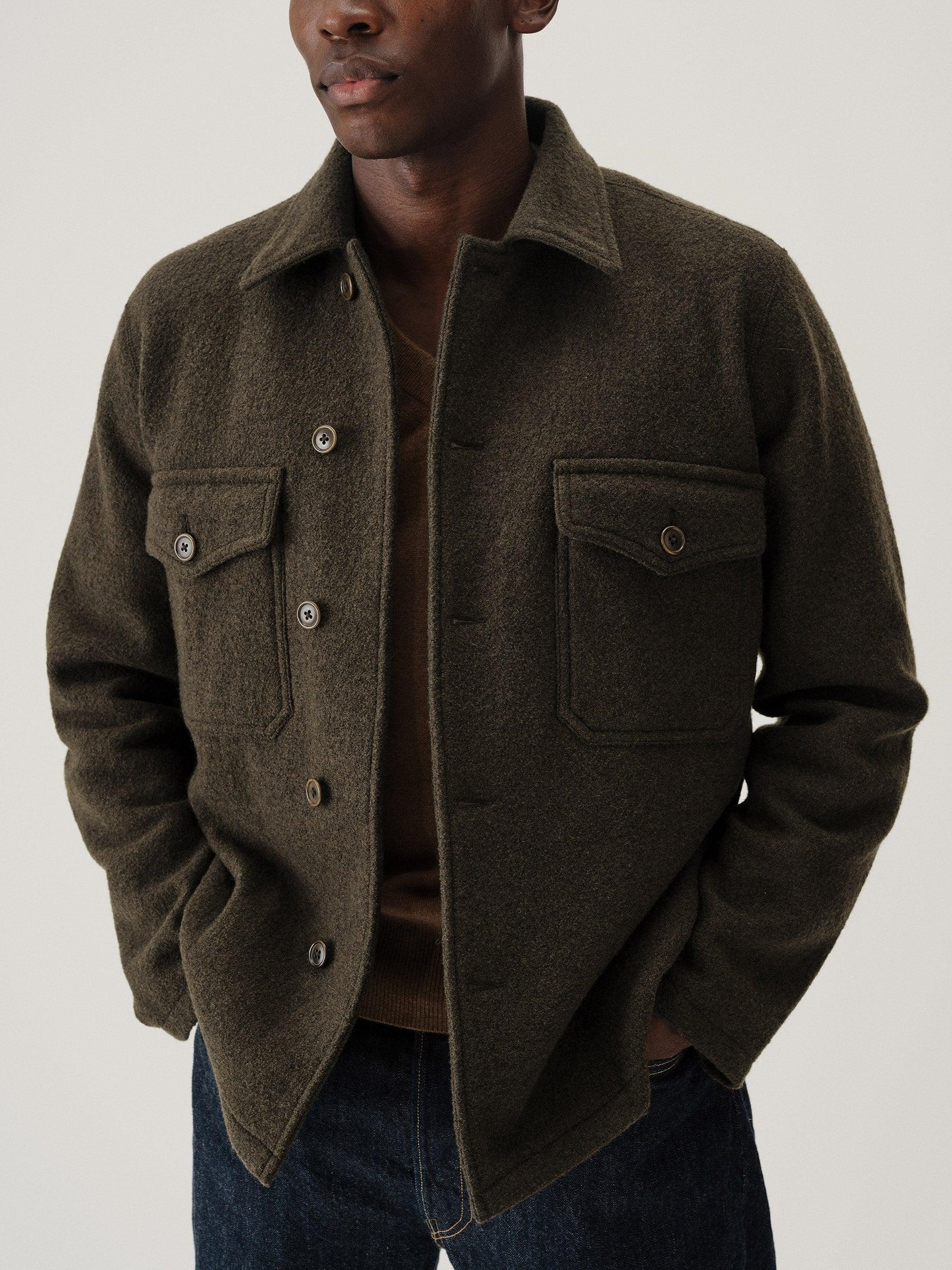 Marled River Rock Felted Wool Field Shirt Product Image