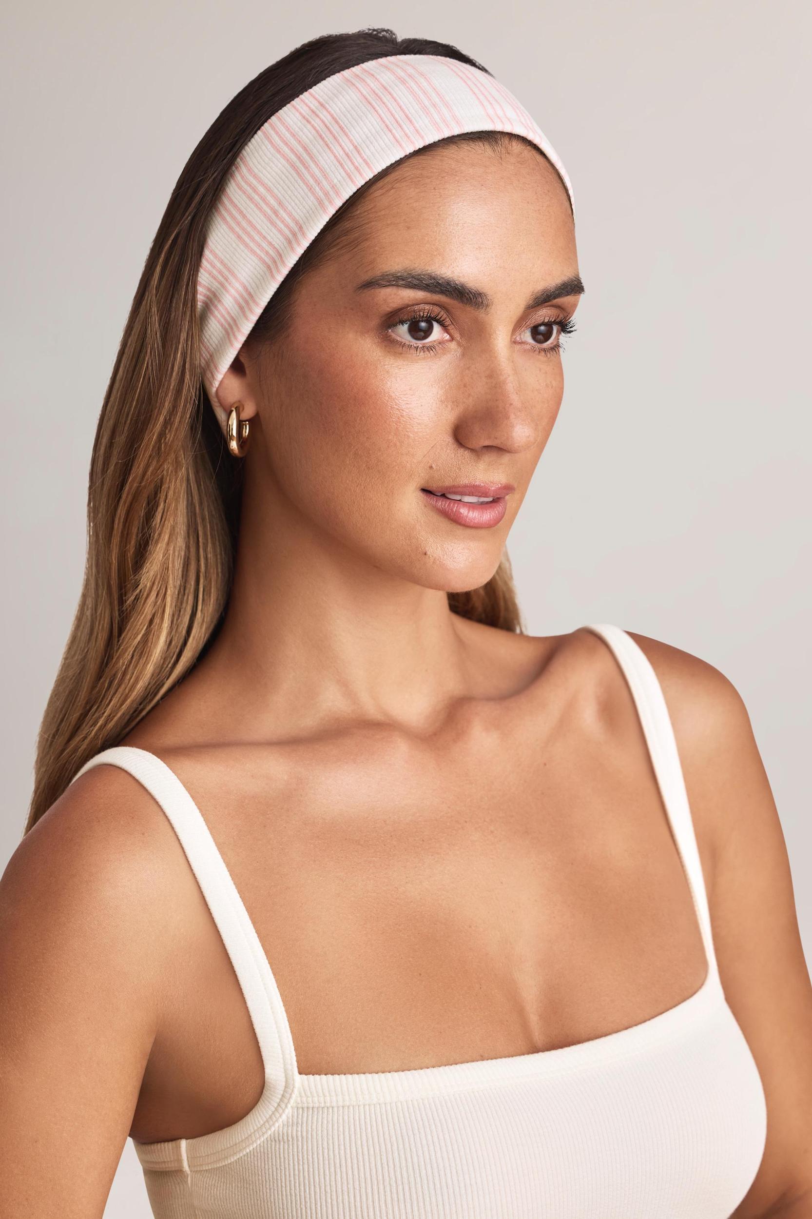 Modal Ribbed Headband in Stripe Print Female Product Image