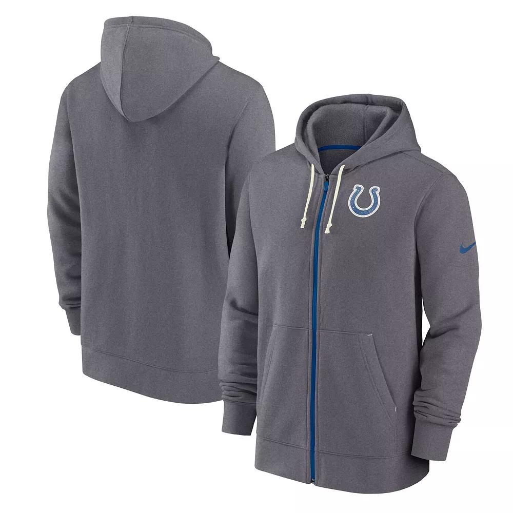 Men's Nike Gray Indianapolis Colts Historic Lifestyle Full-Zip Hoodie, Size: XL, Grey Product Image