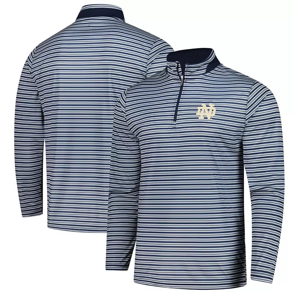 Men's Colosseum Navy Notre Dame Fighting Irish Striped Quarter-Zip Top,  Product Image