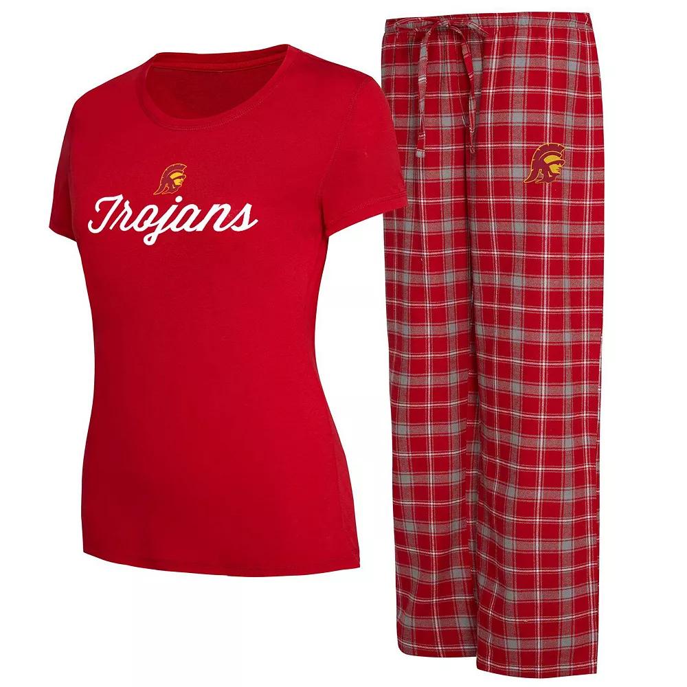 Women's Concepts Sport Cardinal/Gray USC Trojans Arctic T-Shirt & Flannel Pants Sleep Set, Size: 3XL, Red Product Image
