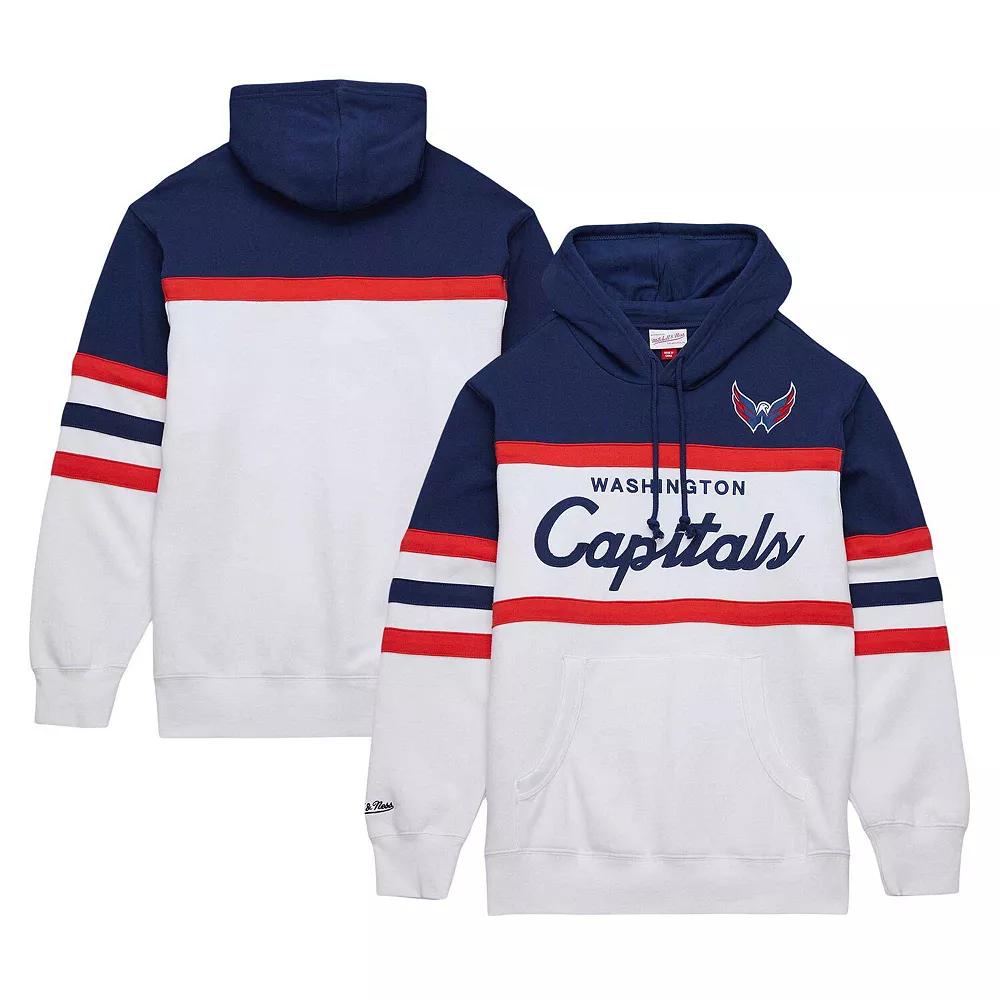 Men's Mitchell & Ness White/Navy Washington Capitals Head Coach Pullover Hoodie,  Product Image
