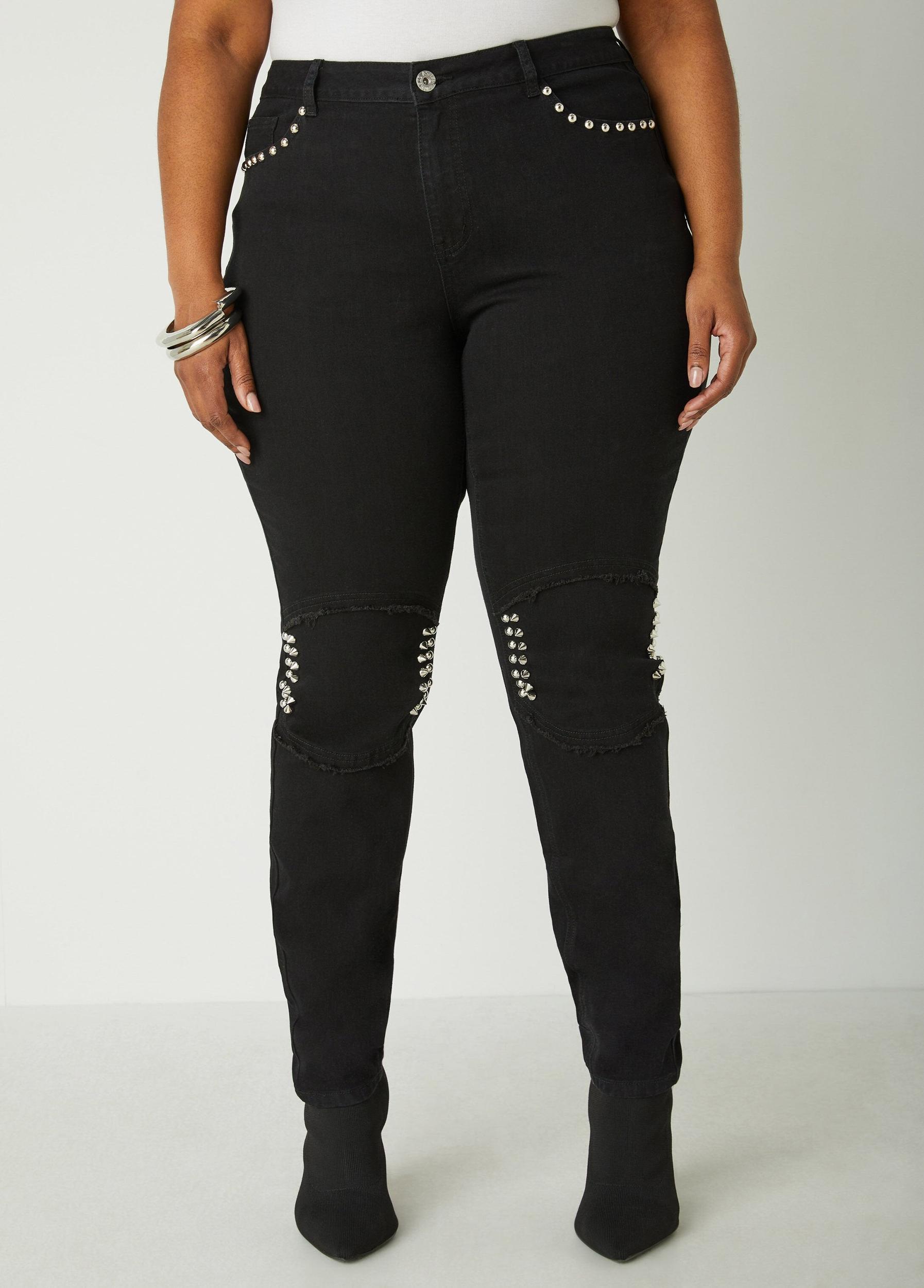 Studded Mid Rise Skinny Jeans Product Image