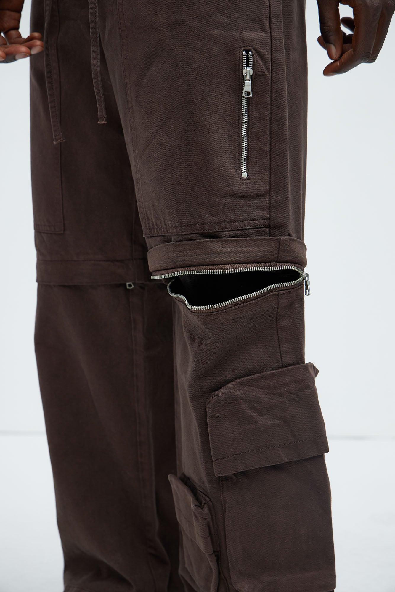 Maybe Next Time Zip Off Baggy Cargo Pants - Brown Product Image
