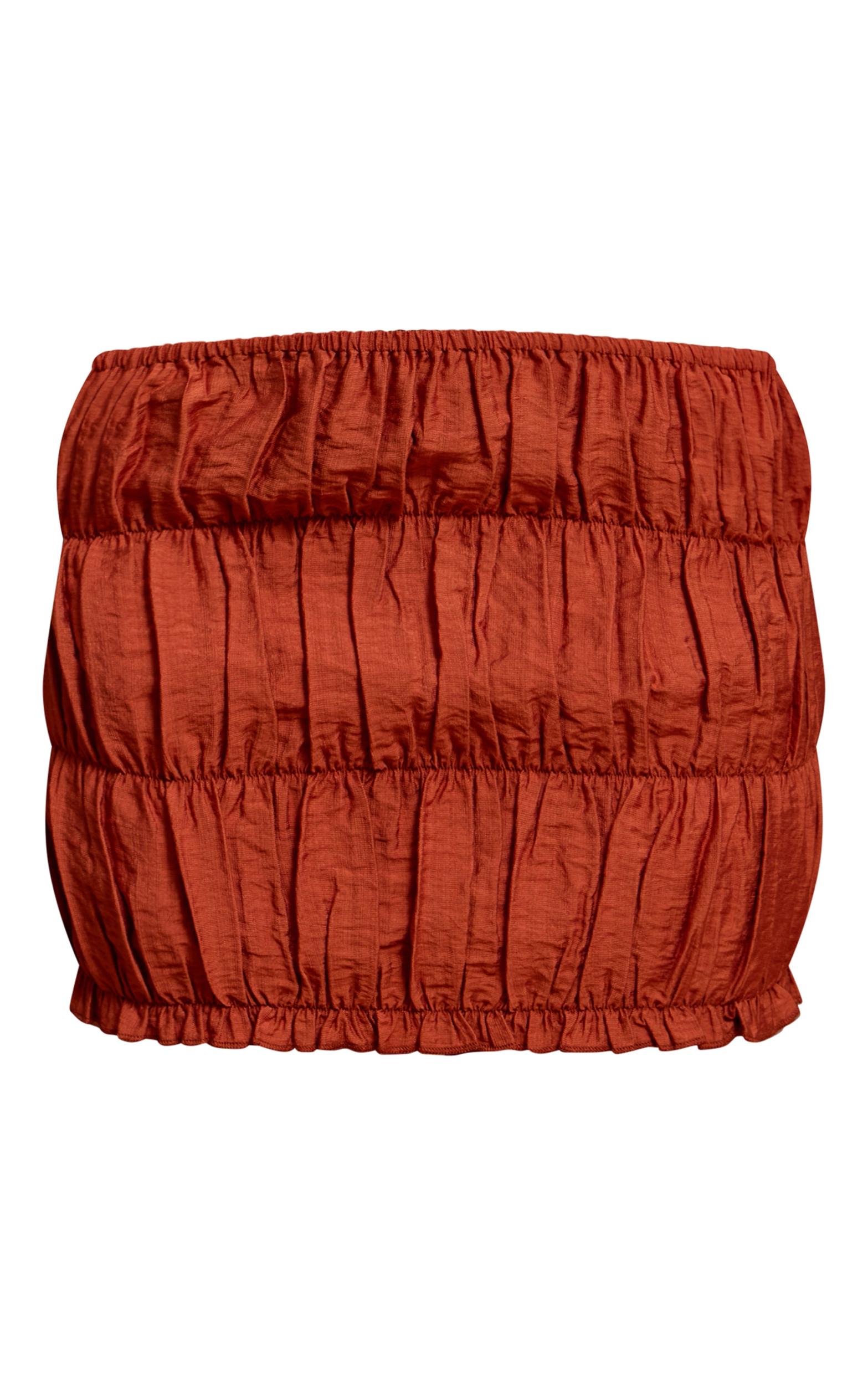  Rust Ruched Mini Beach Skirt Product Image
