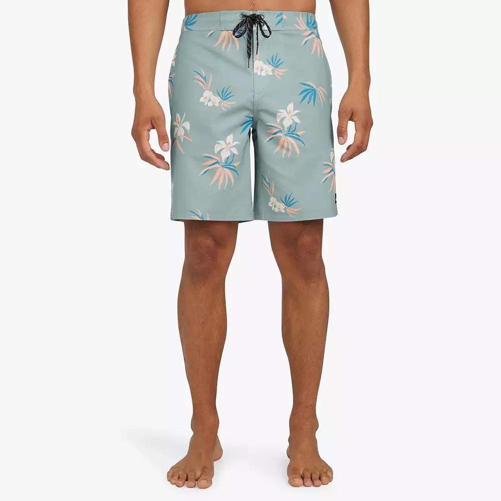 Men's Quiksilver 9.5" Floral Elastic Waist Boardshorts, Size: XL, Jade Grey Product Image