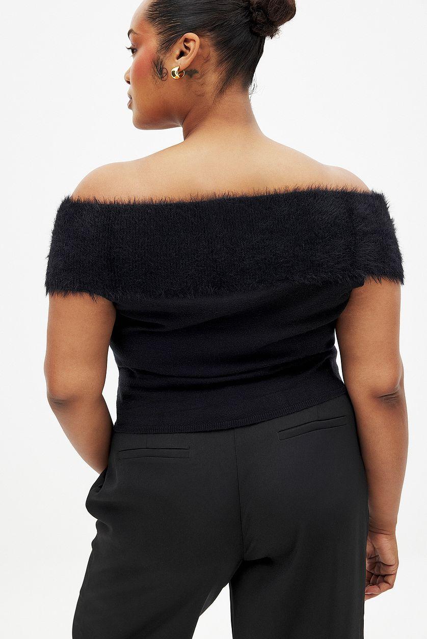 Off Shoulder Fuzzy Top Product Image