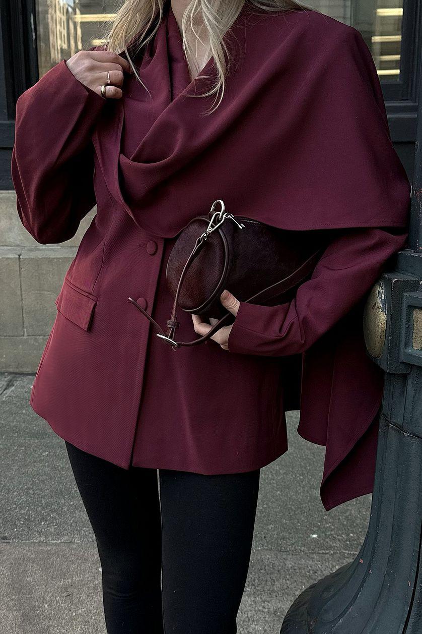 Leather Cylinder Shoulder Bag Black Product Image