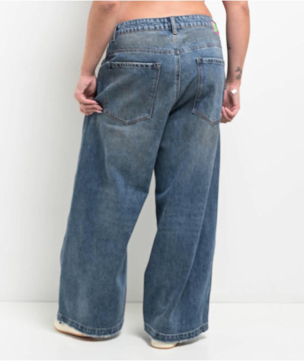 Empyre Boxcar Extent Wide Leg Blue Denim Jeans Product Image