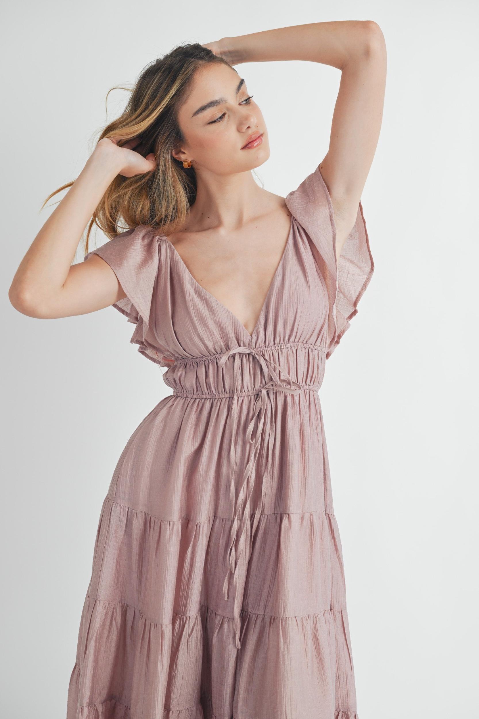 Ruffle Sleeve Summer Midi Dress Product Image