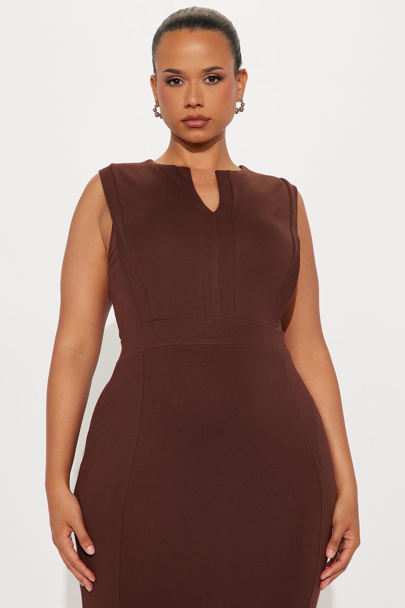 Cubicle Cutie Midi Dress - Chocolate Female Product Image