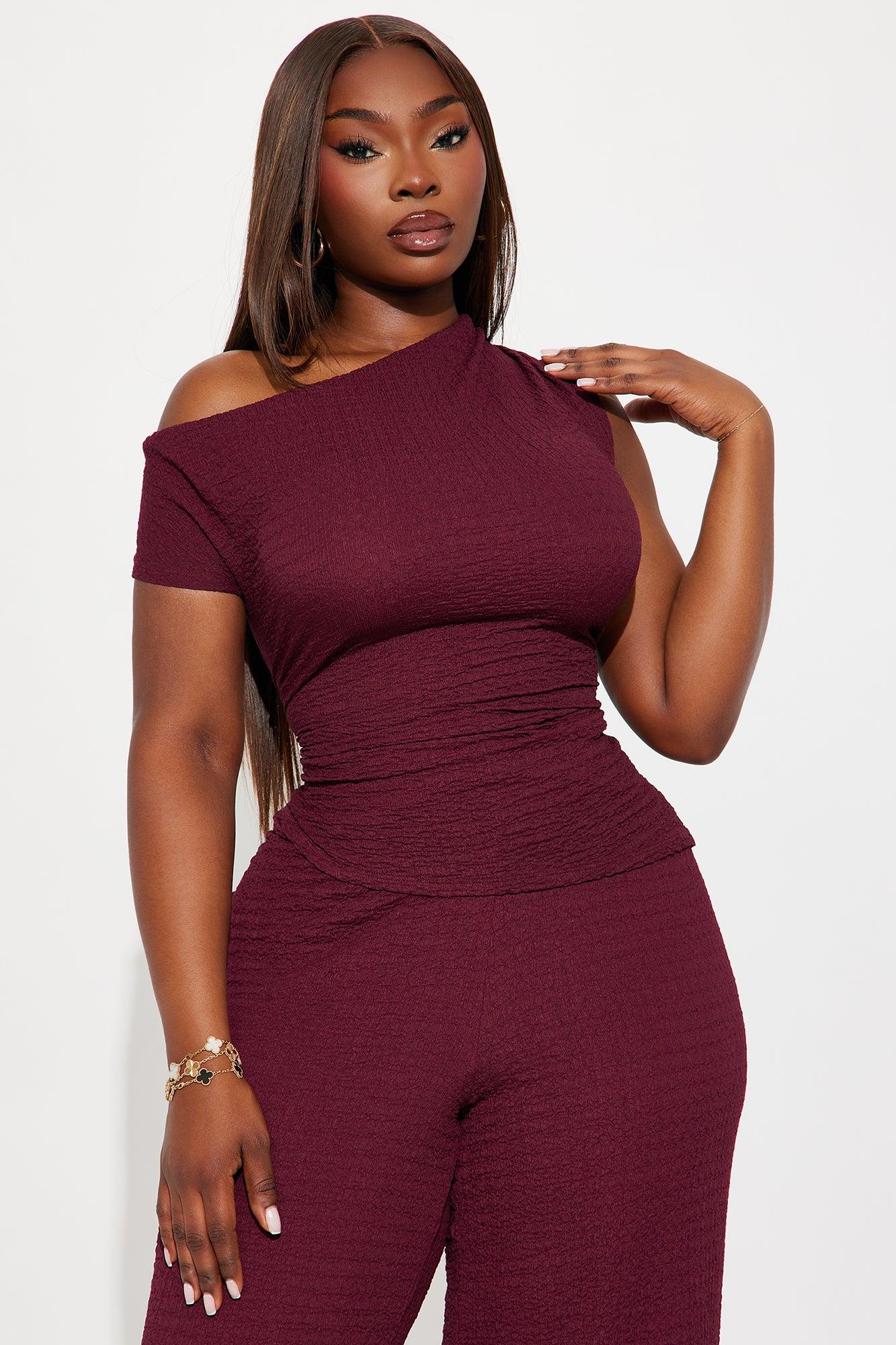 Setting Examples Textured Jumpsuit - Wine Female Product Image