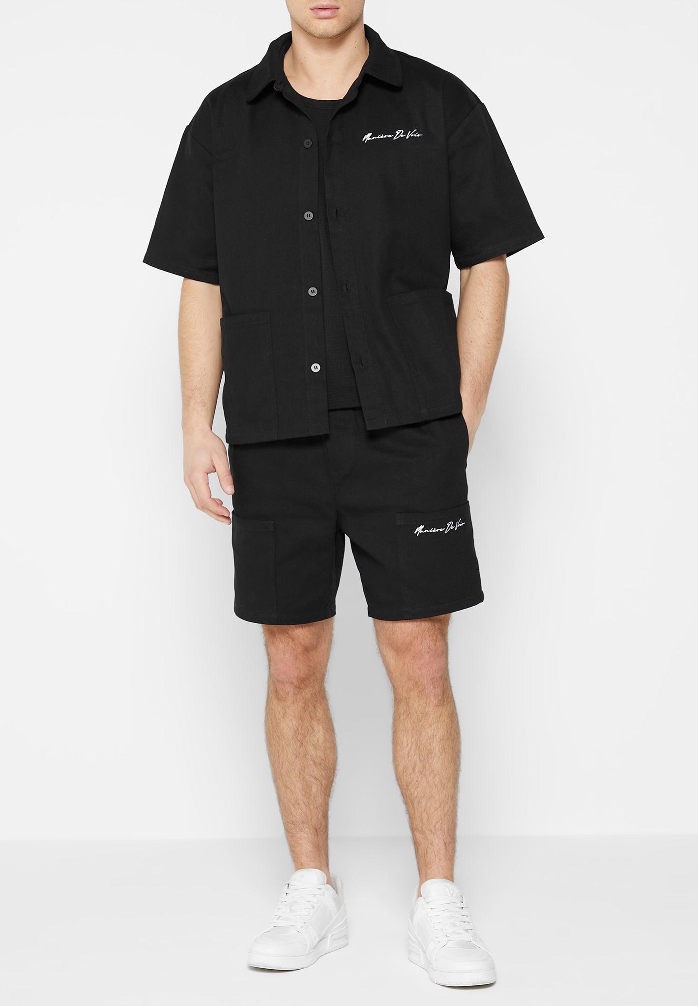 Black Light Weight Terry Simple Short Product Image