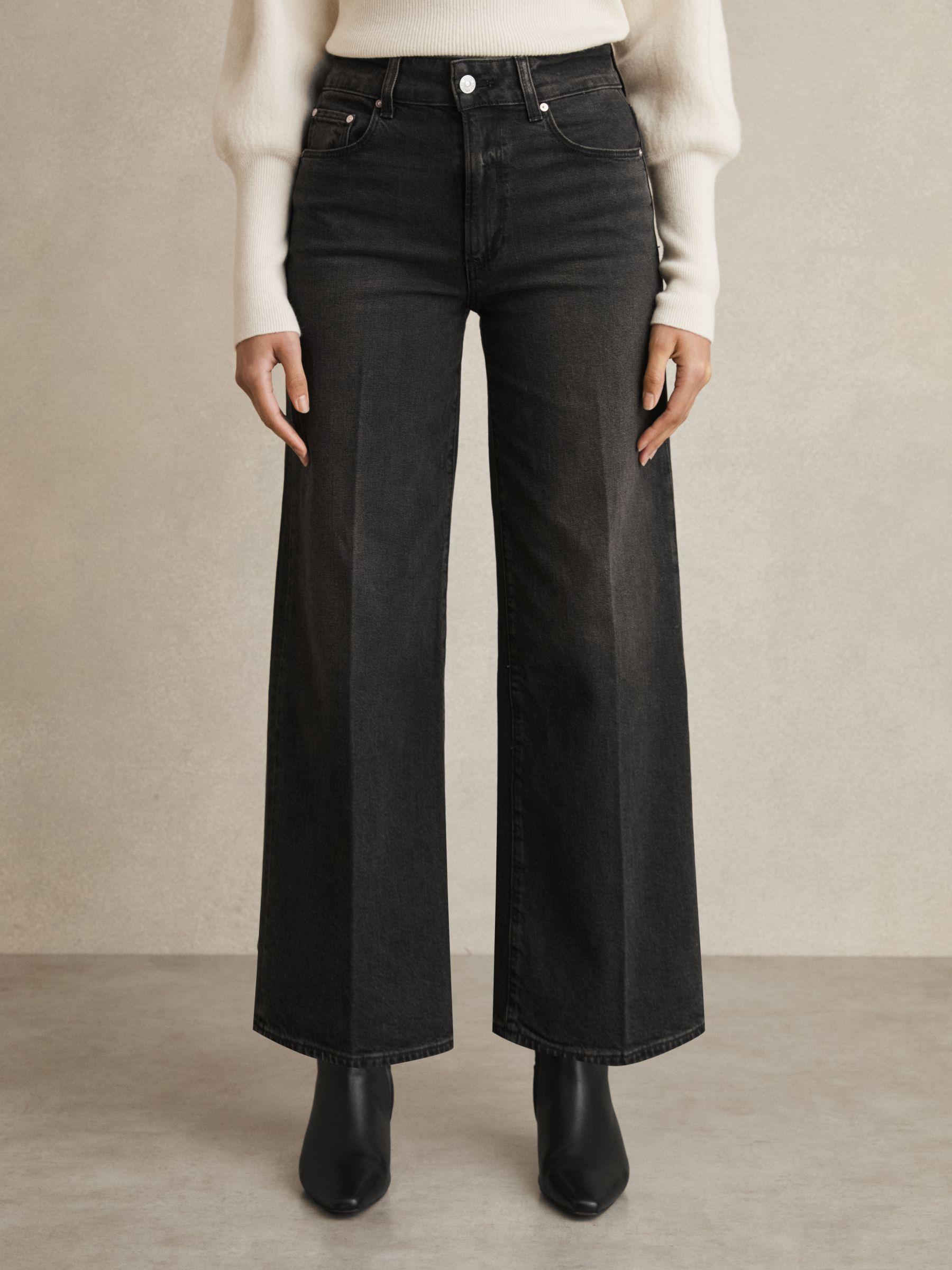 Paige Wide-Leg Cropped Jeans in Black Product Image