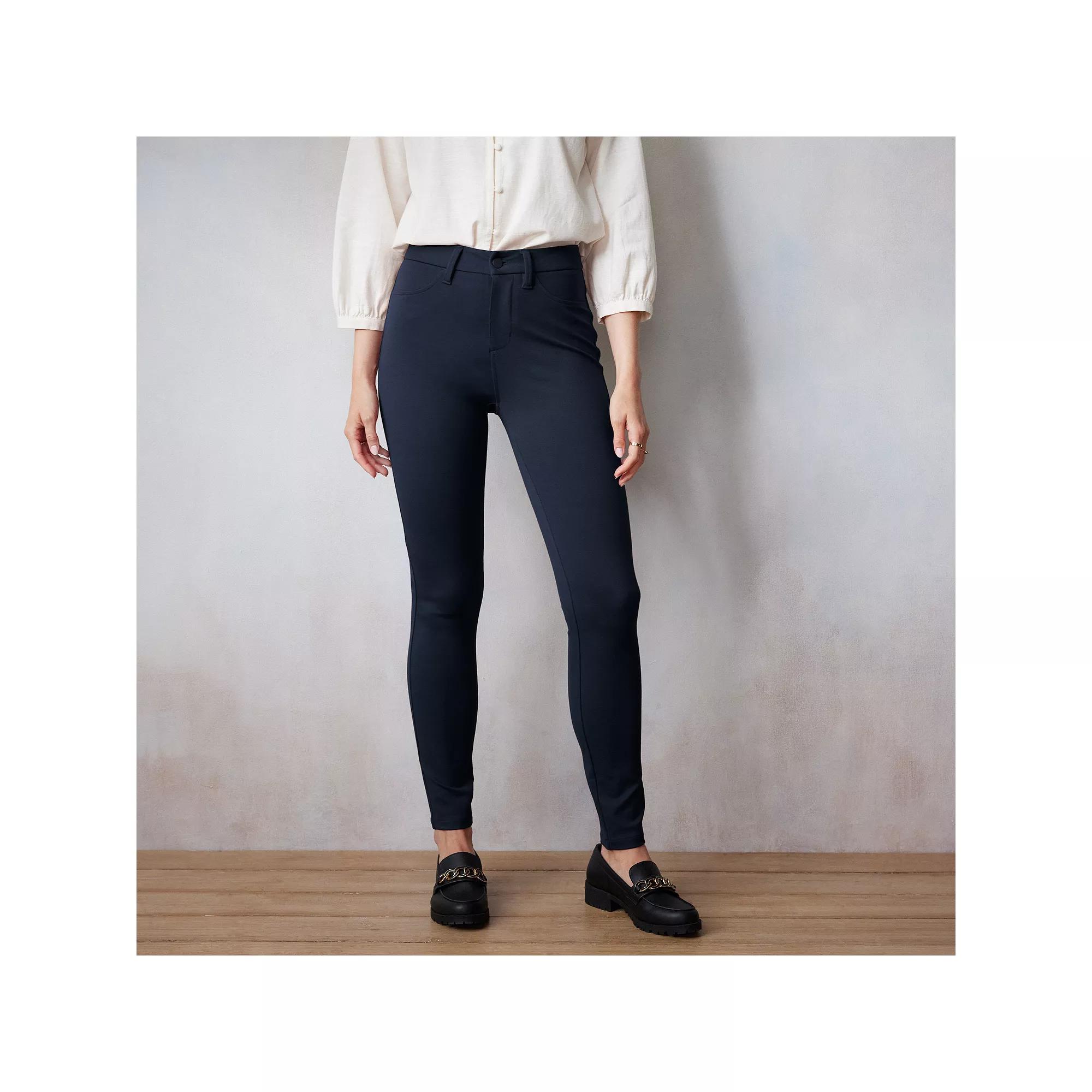 Women's LC Lauren Conrad High Rise Super Skinny Ponte Pants, Size: Medium Long, Blue Abundance Product Image