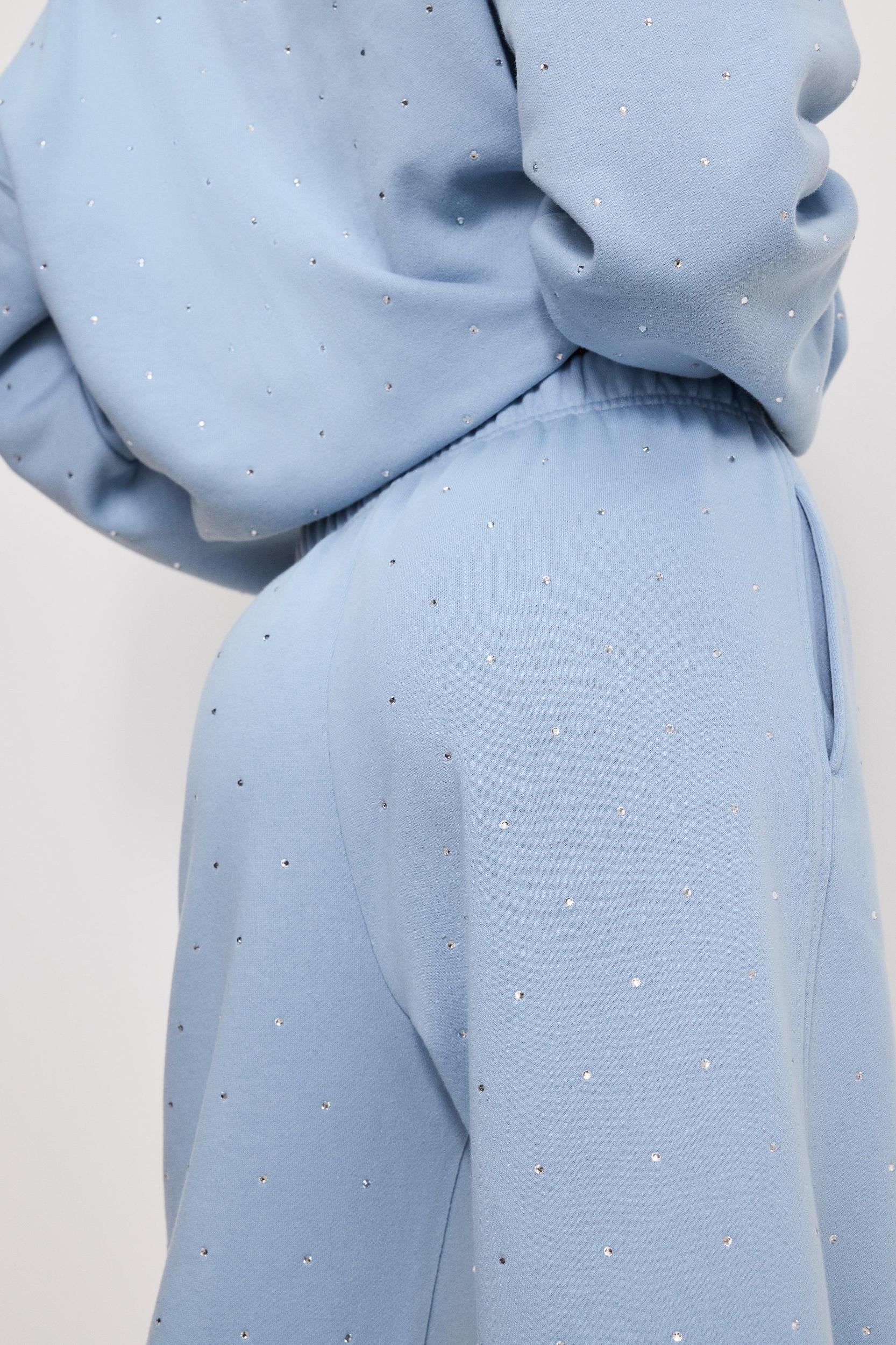 CRYSTAL WIDE LEG SWEATPANTS | WINTER SKY001 Product Image