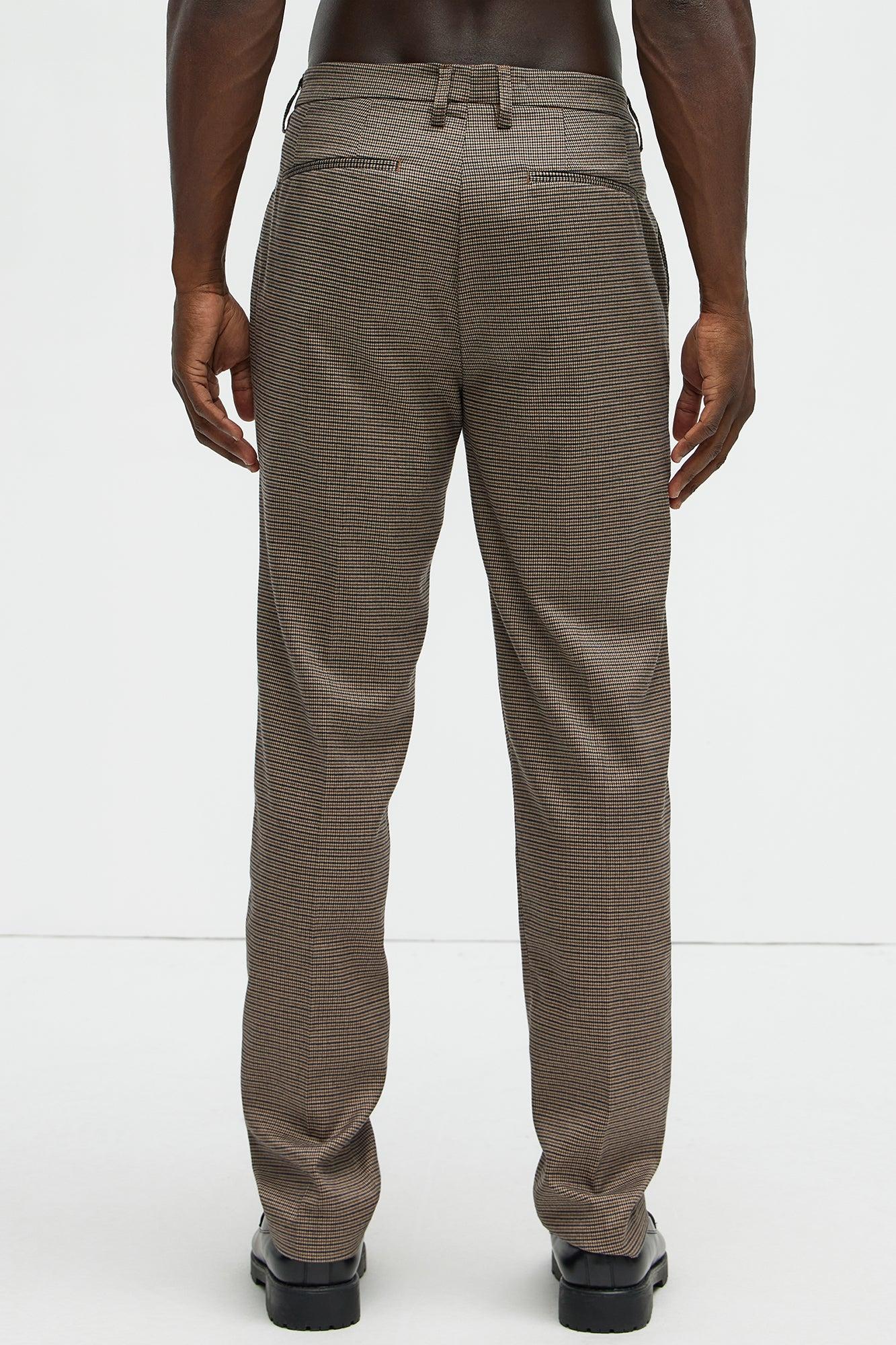 Inoa Houndstooth Slim Trousers - Brown/combo Product Image