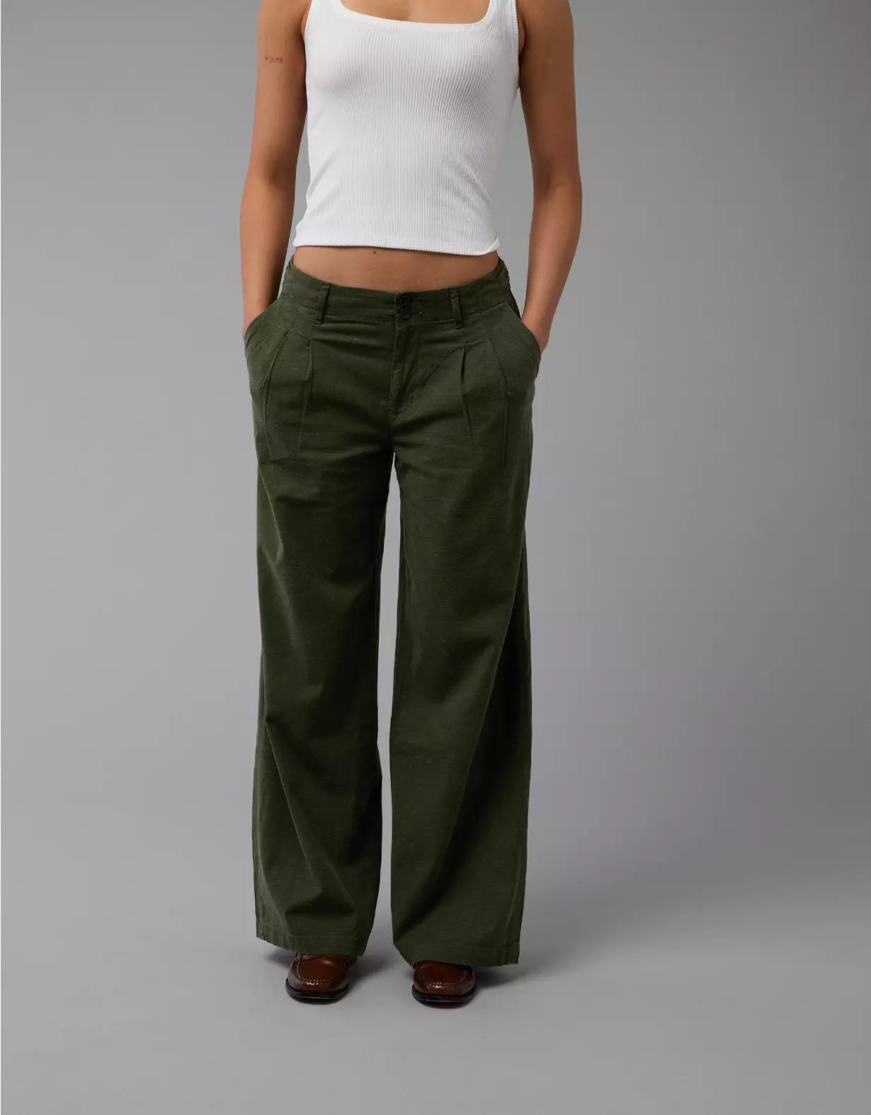 AE Stretch Linen-Blend High-Waisted Wide-Leg Trouser Product Image
