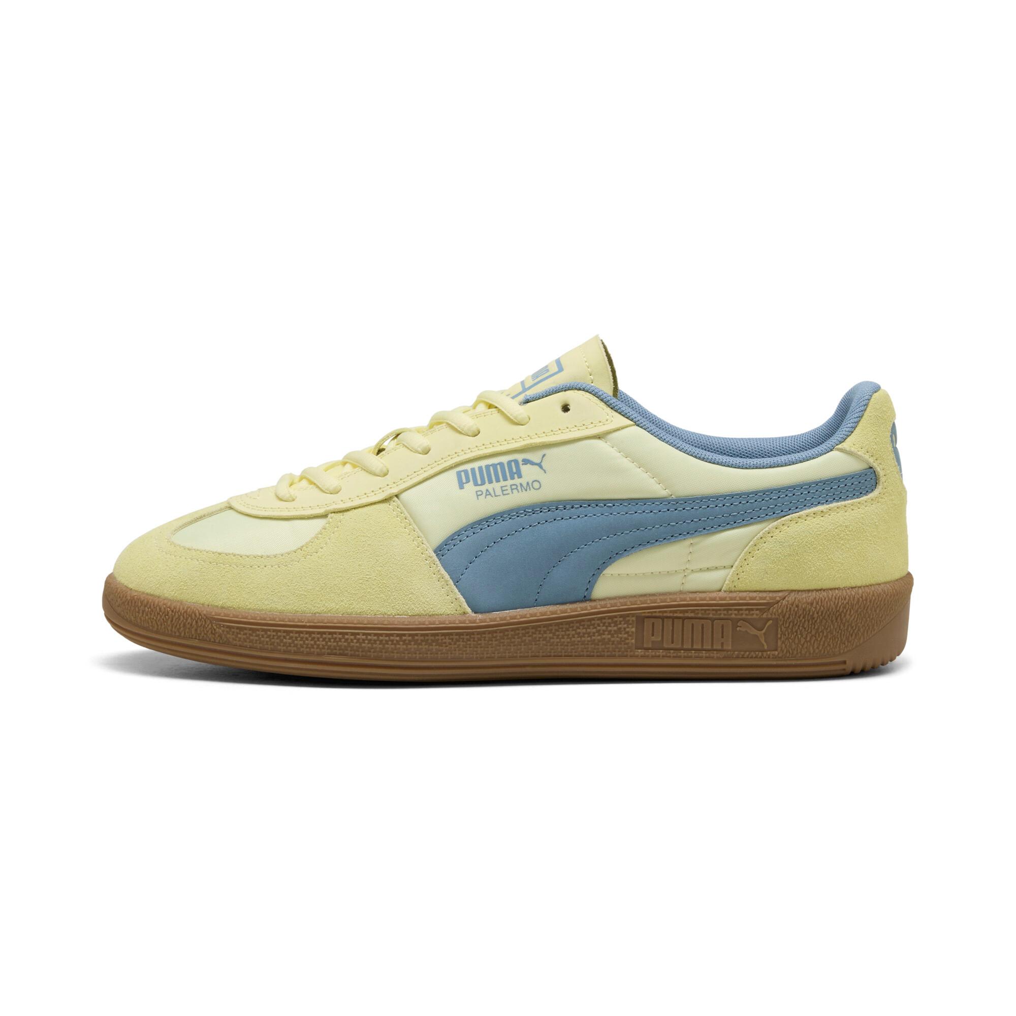PUMA Palermo Pop Unisex Shoes in Gold Moon/Cool Blue Product Image