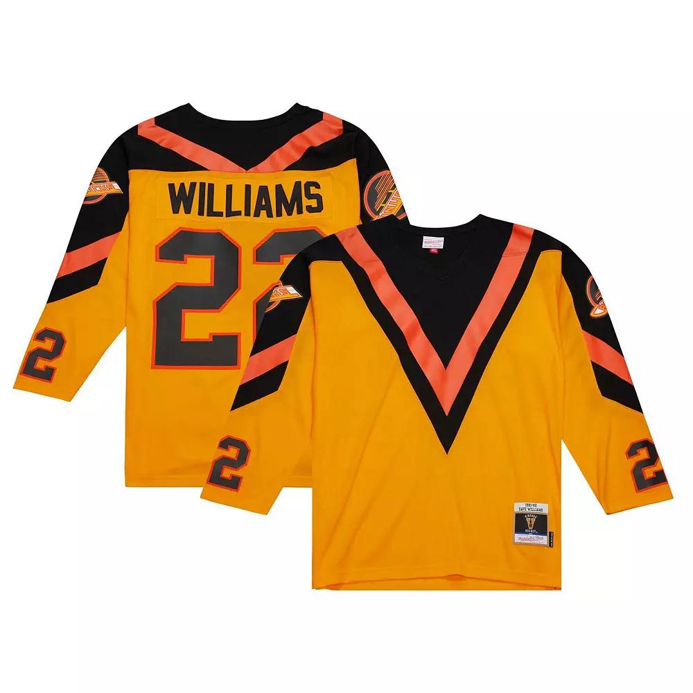 Men's Mitchell & Ness Dave Williams Yellow Vancouver Canucks Men's 1981/82 Blue Line Player Jersey, Size: Large, Cnk Yellow Product Image