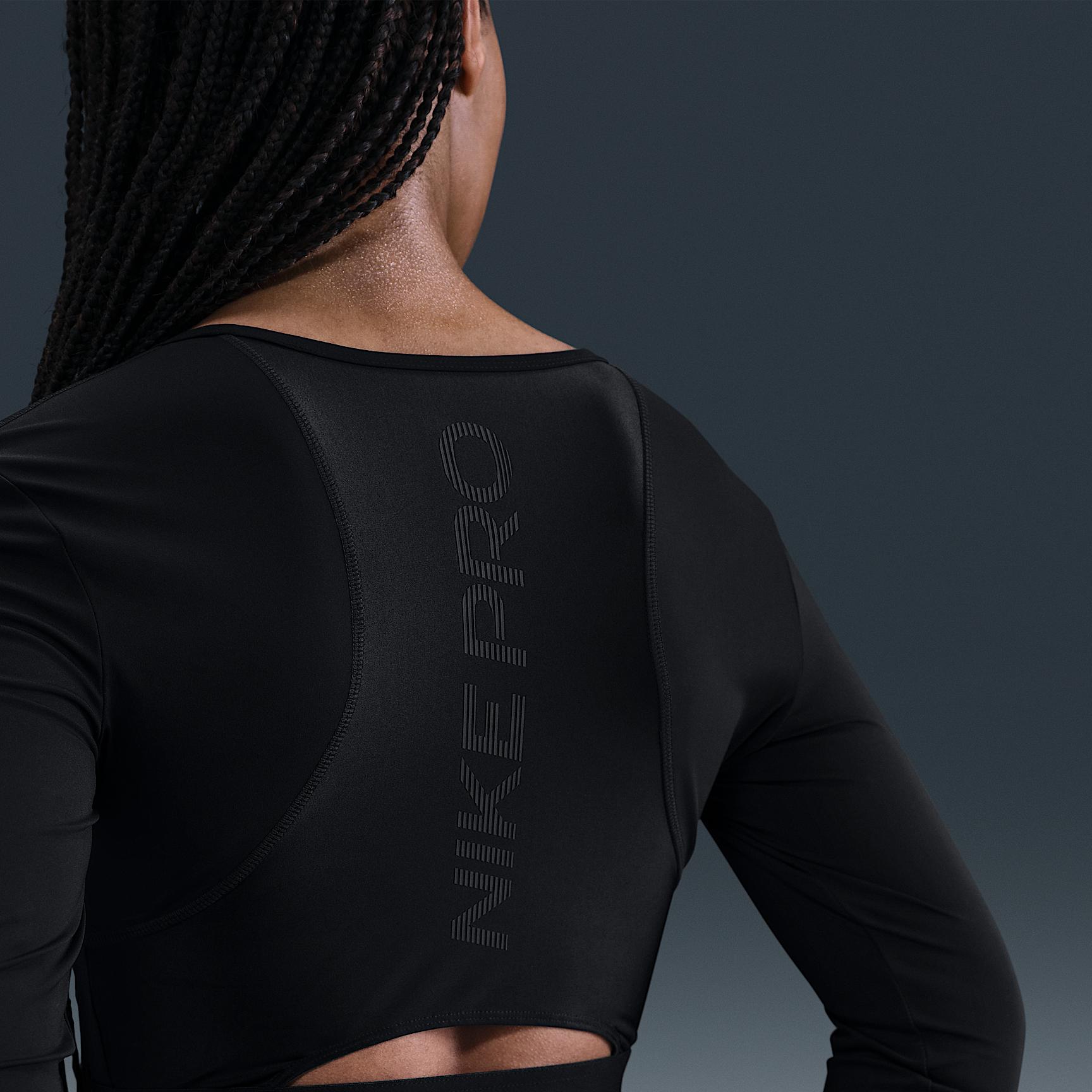 Womens Nike Pro Dri-FIT Cropped Long-Sleeve Top | HV9992-010 Product Image