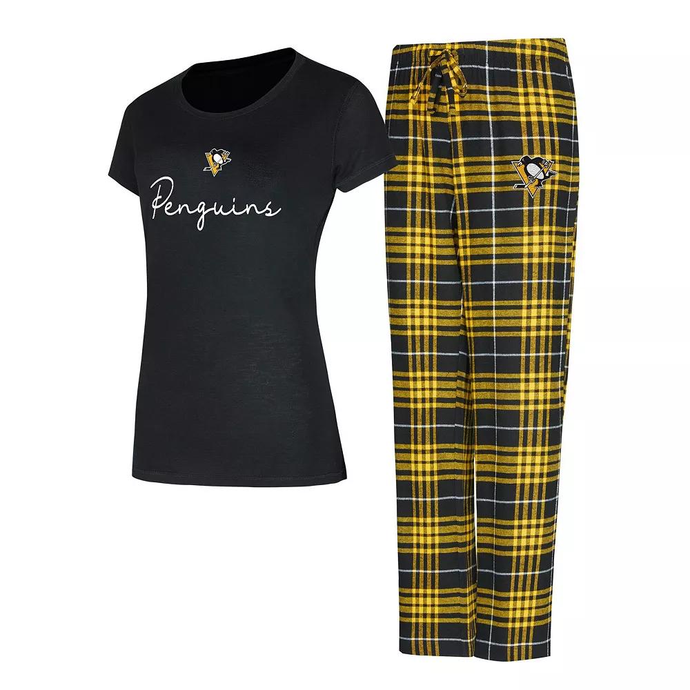 Women's Concepts Sport Pittsburgh Penguins Vector T-Shirt & Pants Sleep Set, Size: Medium, Black Product Image