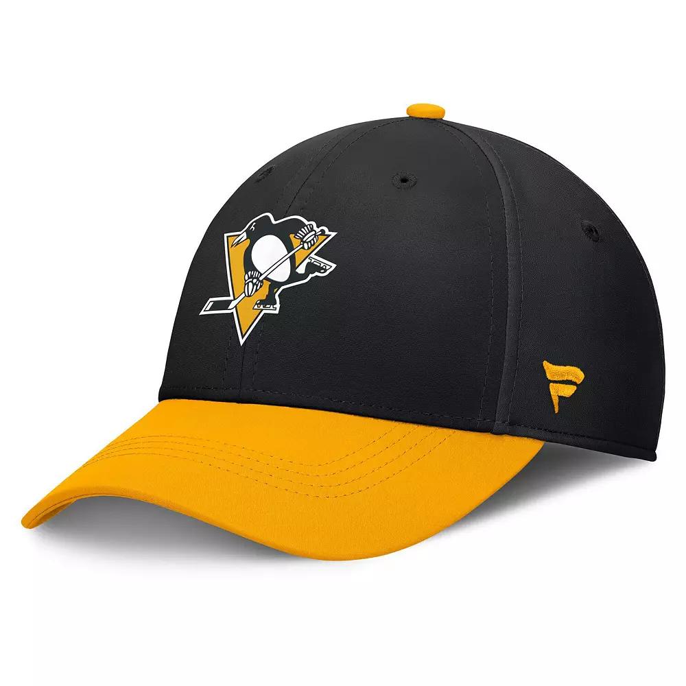 Men's Fanatics Black/Gold Pittsburgh Penguins Authentic Pro Rink Flex Hat, Size: Large/XL Product Image