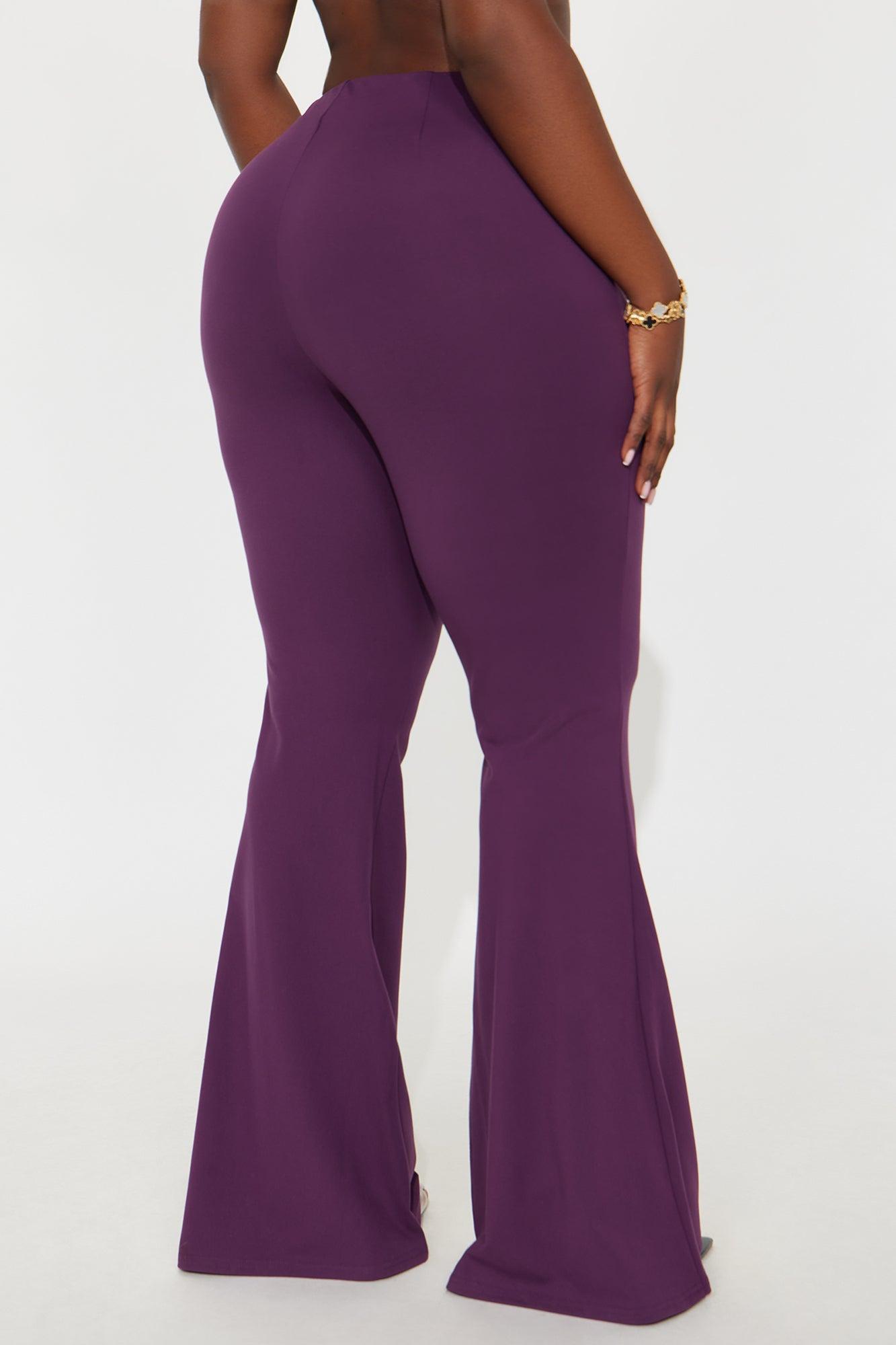 A Little Too Late Mid Rise Flare Pant 34 - Plum Female Product Image