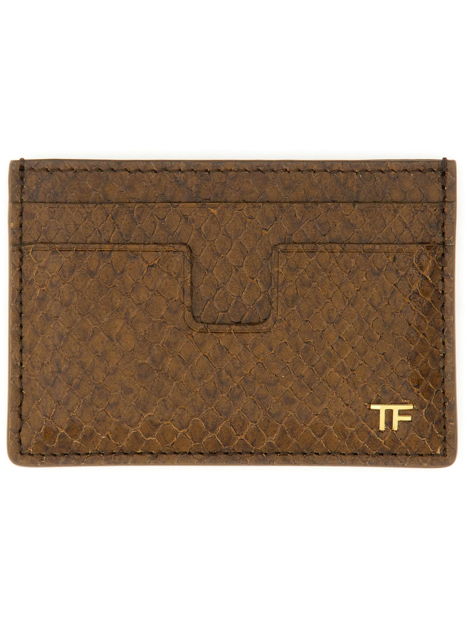 Phyton-print leather card holder Product Image