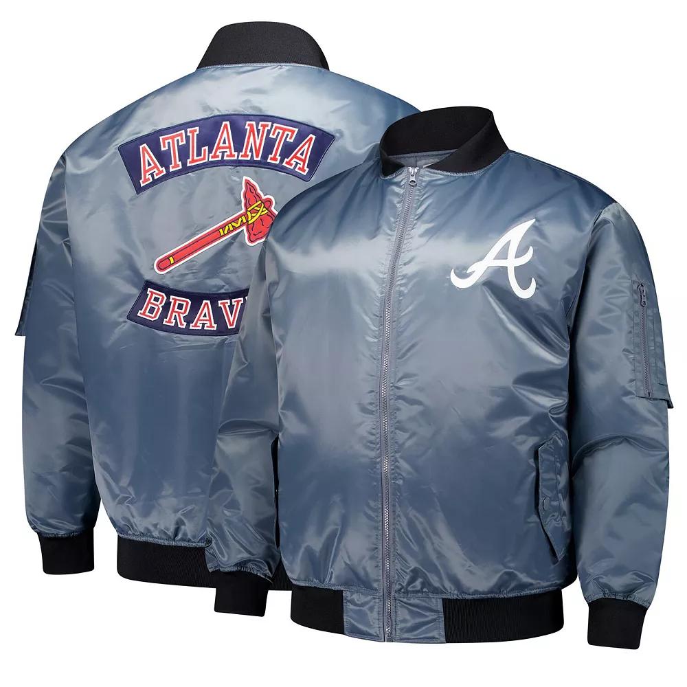 Men's Profile Charcoal Atlanta Braves Big & Tall Full-Zip Bomber Jacket,  Product Image