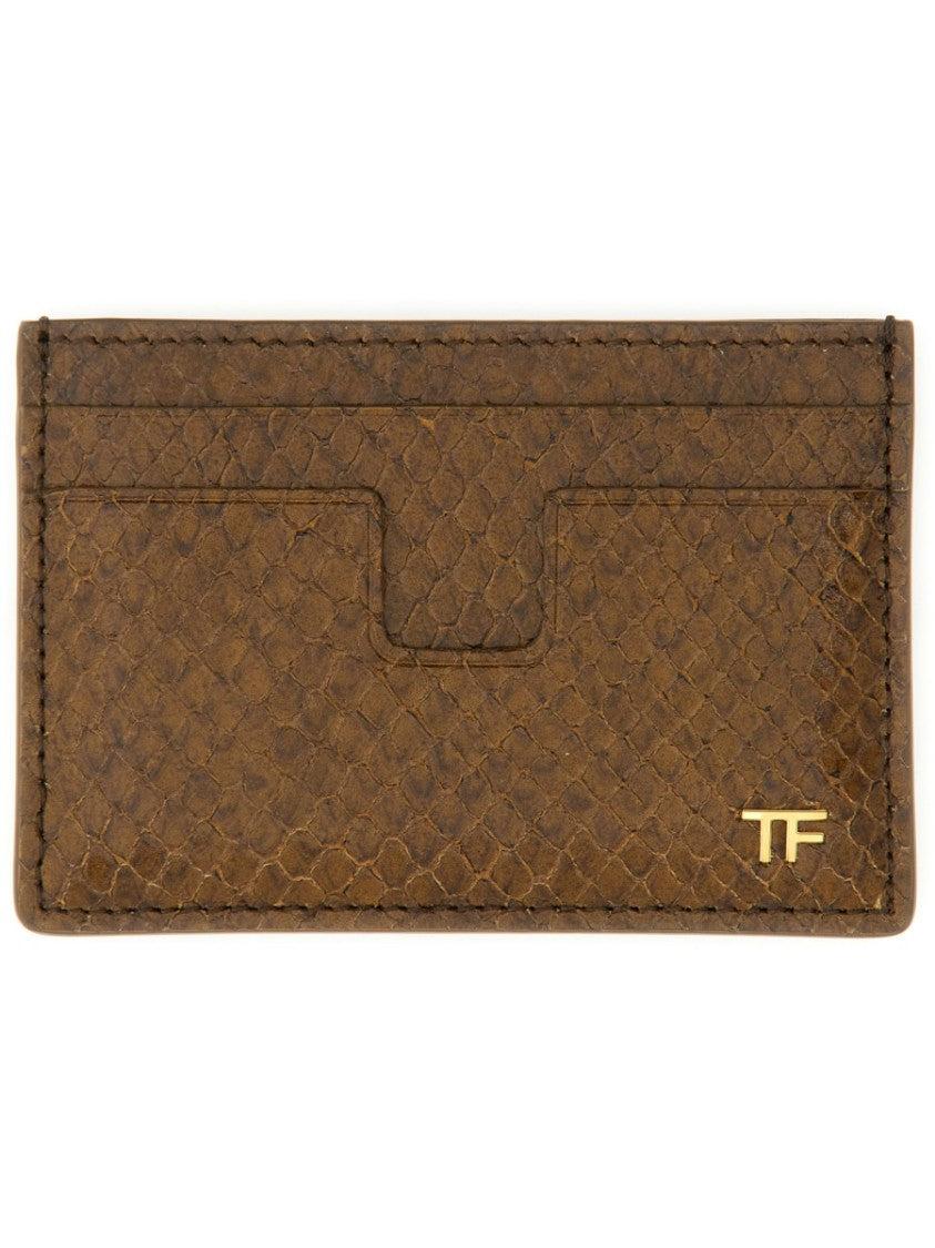 Phyton-print leather card holder Product Image