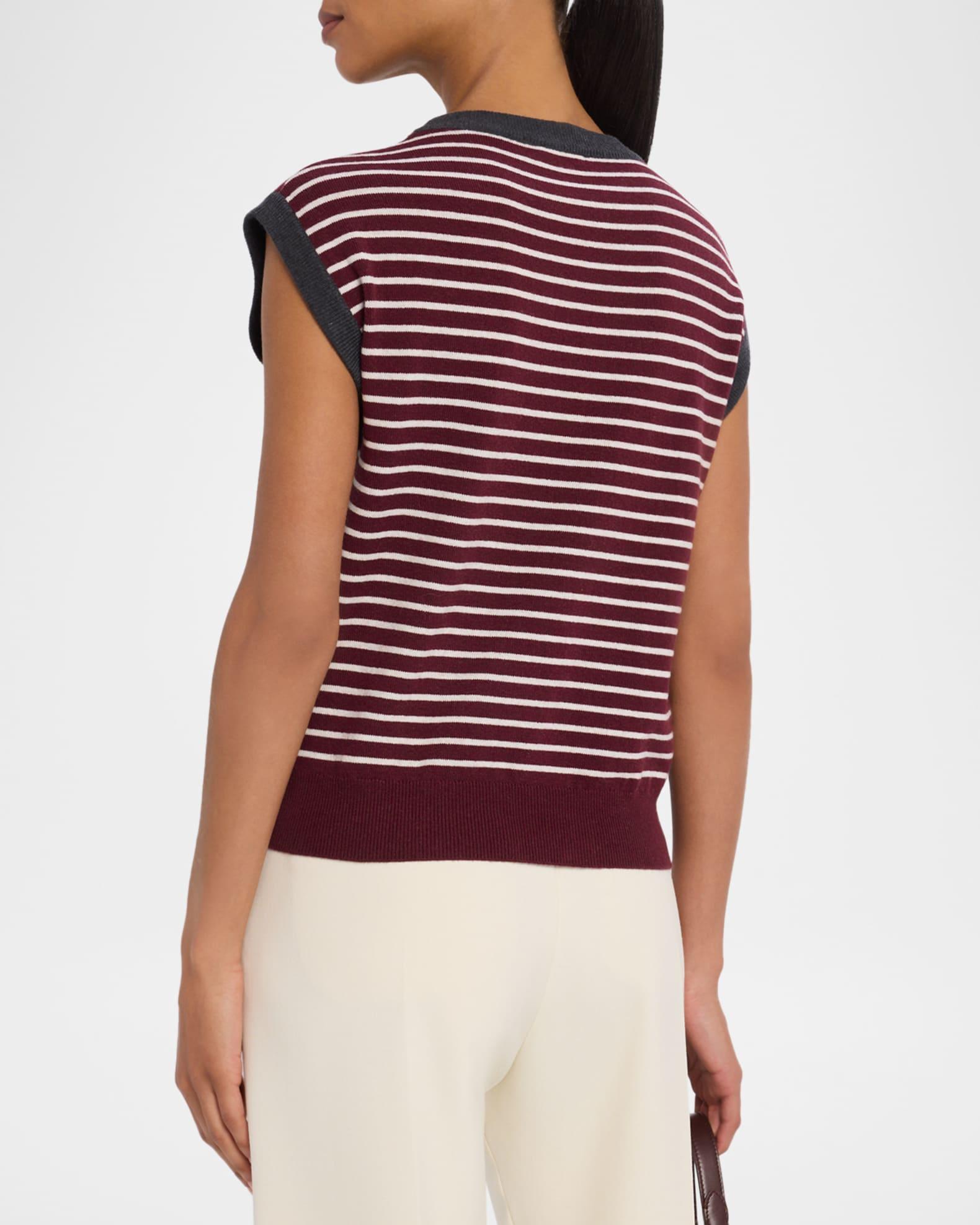 Striped Wool-Cashmere Knit Sleeveless Sweater Product Image