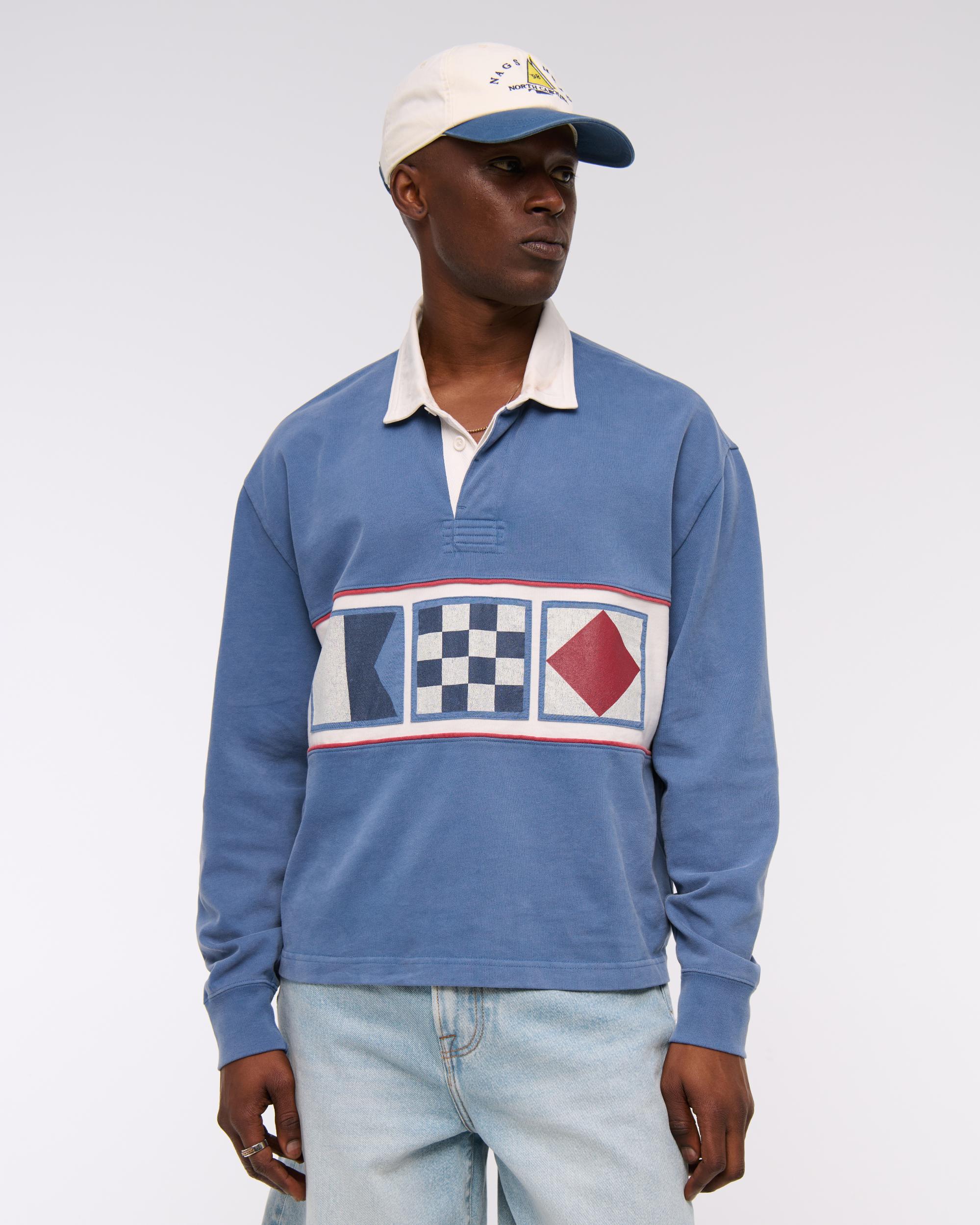 Long-Sleeve Cropped Rugby Polo Product Image