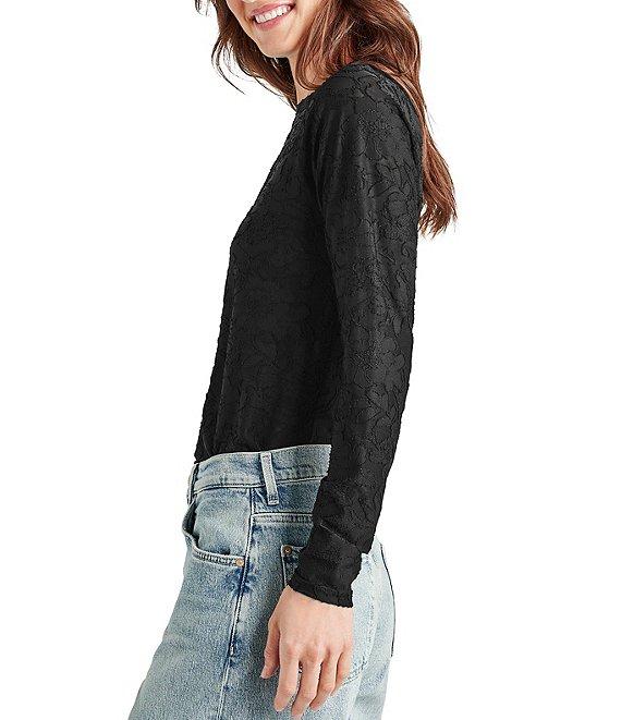 Splendid Cecelia Floral Burnout Crew Neck Long Sleeve Tee Product Image