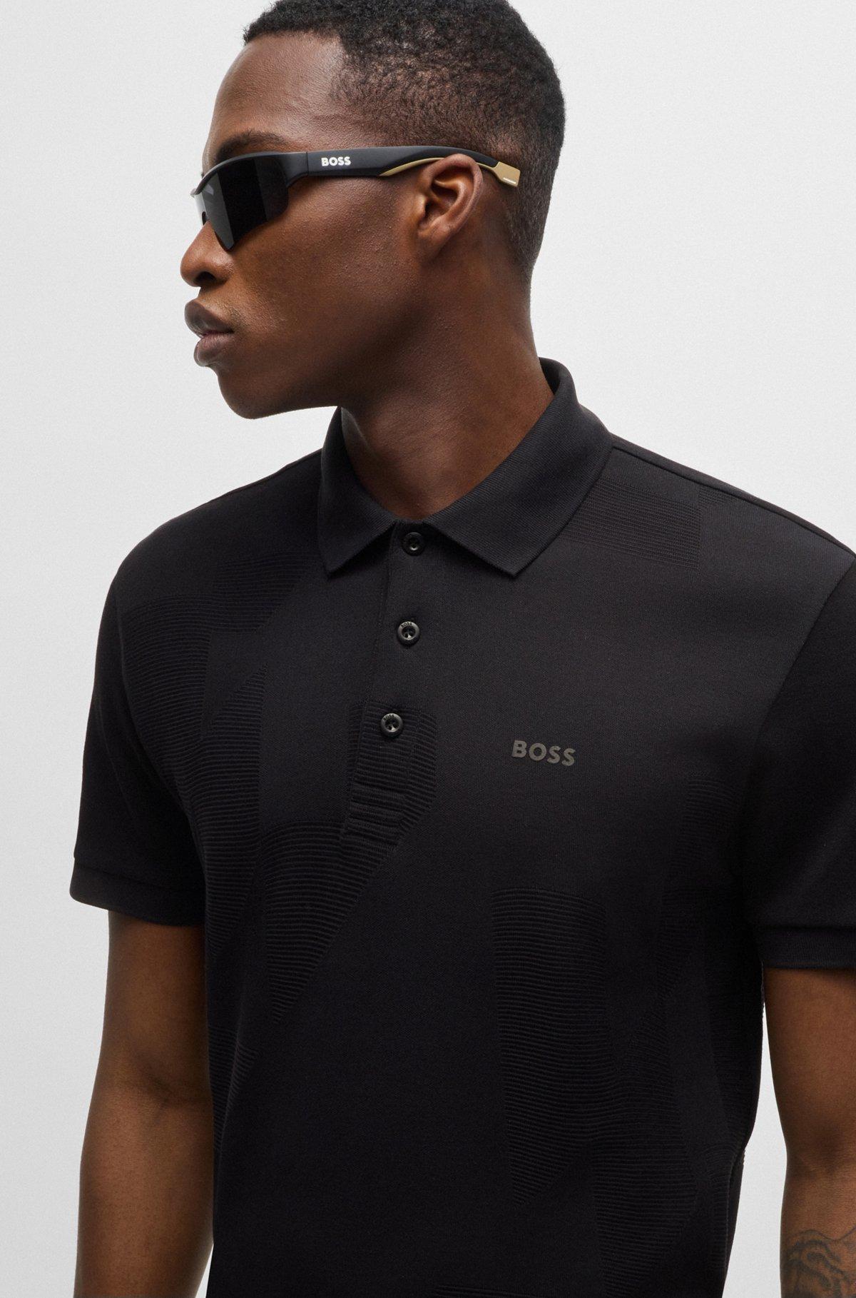 Relaxed-fit polo shirt in cotton jacquard with logo Product Image