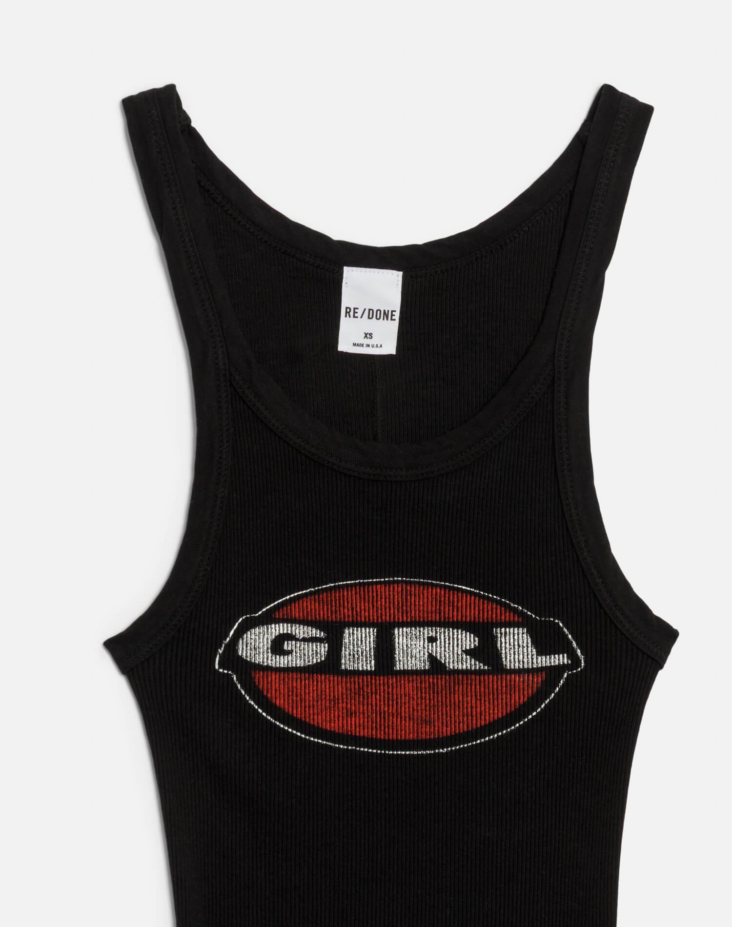 Ribbed "Girl" Tank - Black Female Product Image