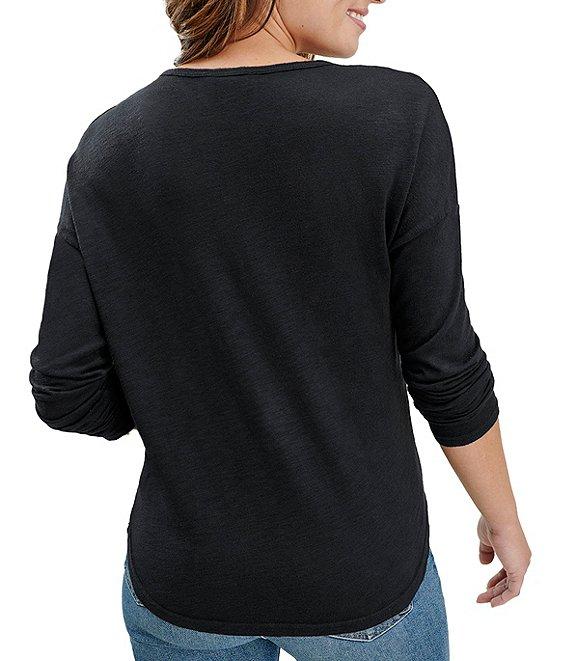 Splendid Zander Slub Knit Long Sleeve Crew Neck Tee Shirt Product Image