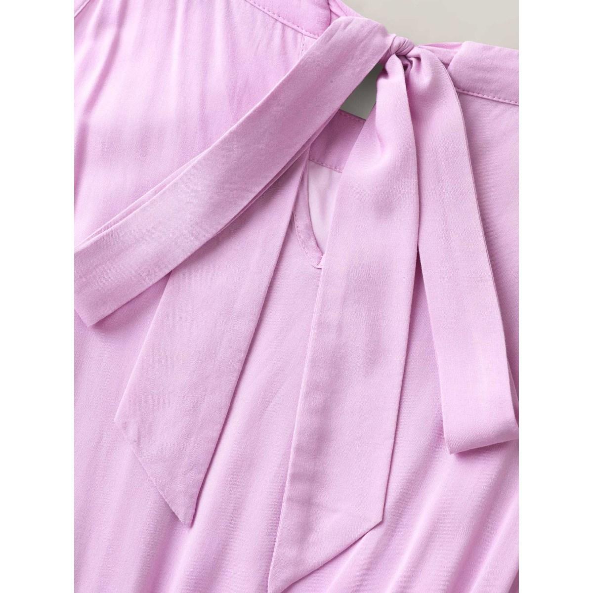 Plus Size Halter Neck Tiered Ruffles Pocket Midi Dress Lilac Women Halter neck Sleeveless Curvy BloomChic 28/5X Product Image