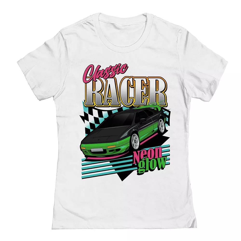 Junior's Classic Racer Womens Graphic Tee, Girl's, Size: Small, White Product Image
