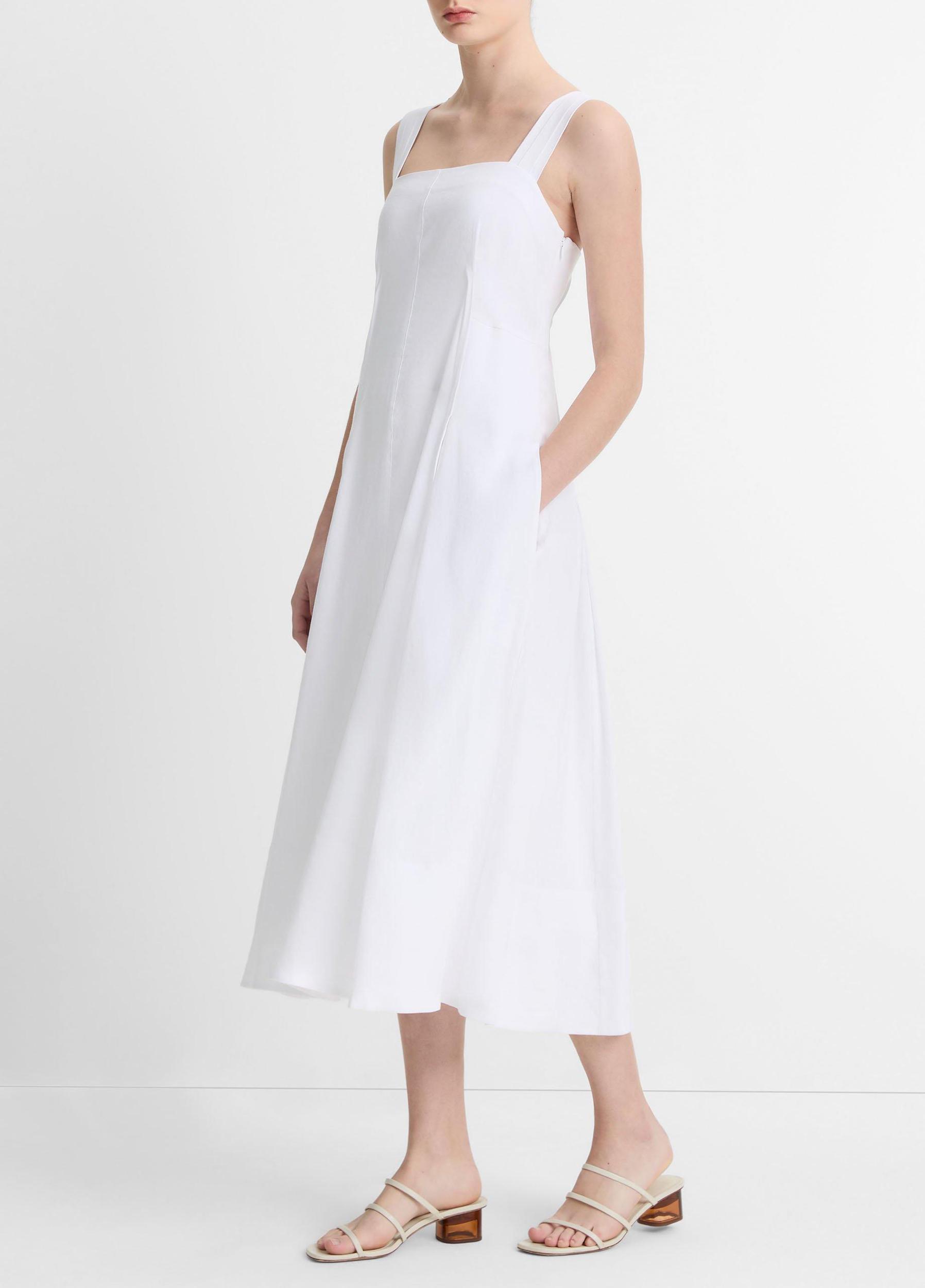 Linen-Blend Square-Neck Dress Product Image