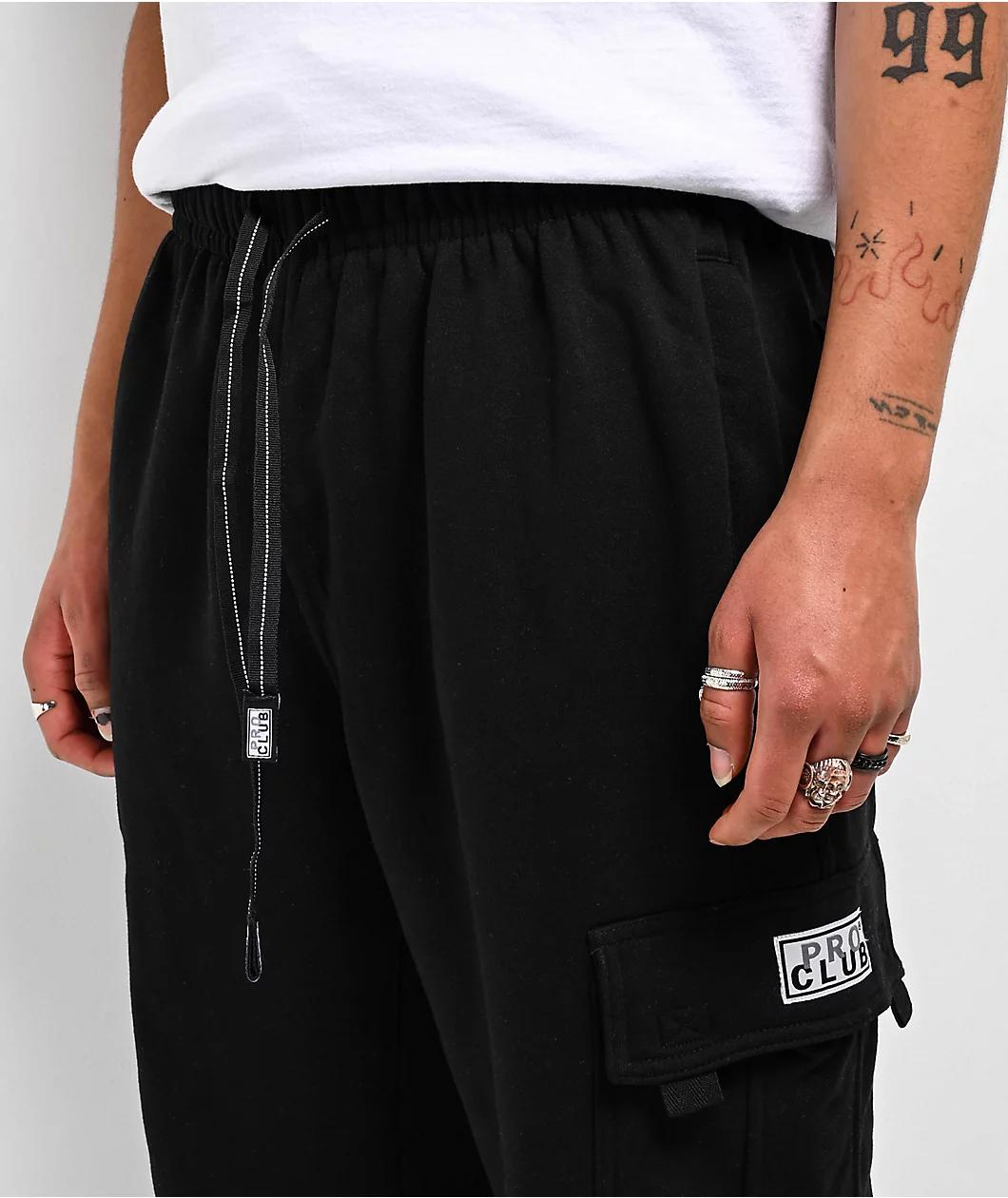 Pro Club Heavyweight Black Cargo Sweatpants Product Image