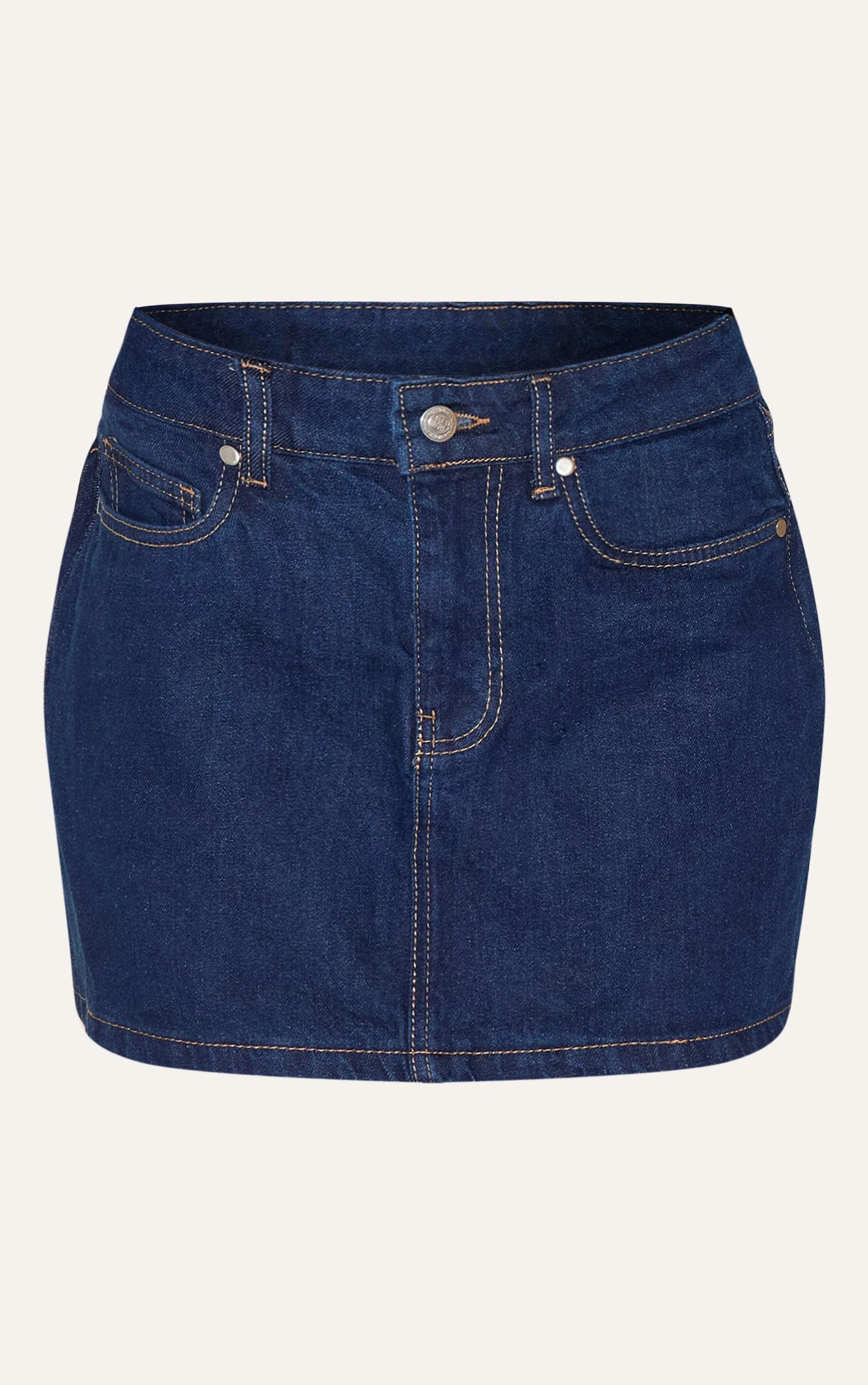 Indigo Contrast Stitch Cropped Denim Shirt Product Image